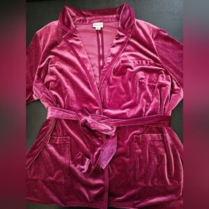 NWT - Velvet Stretch Ava & Viv Cranberry Lounging Jacket - Size 2X